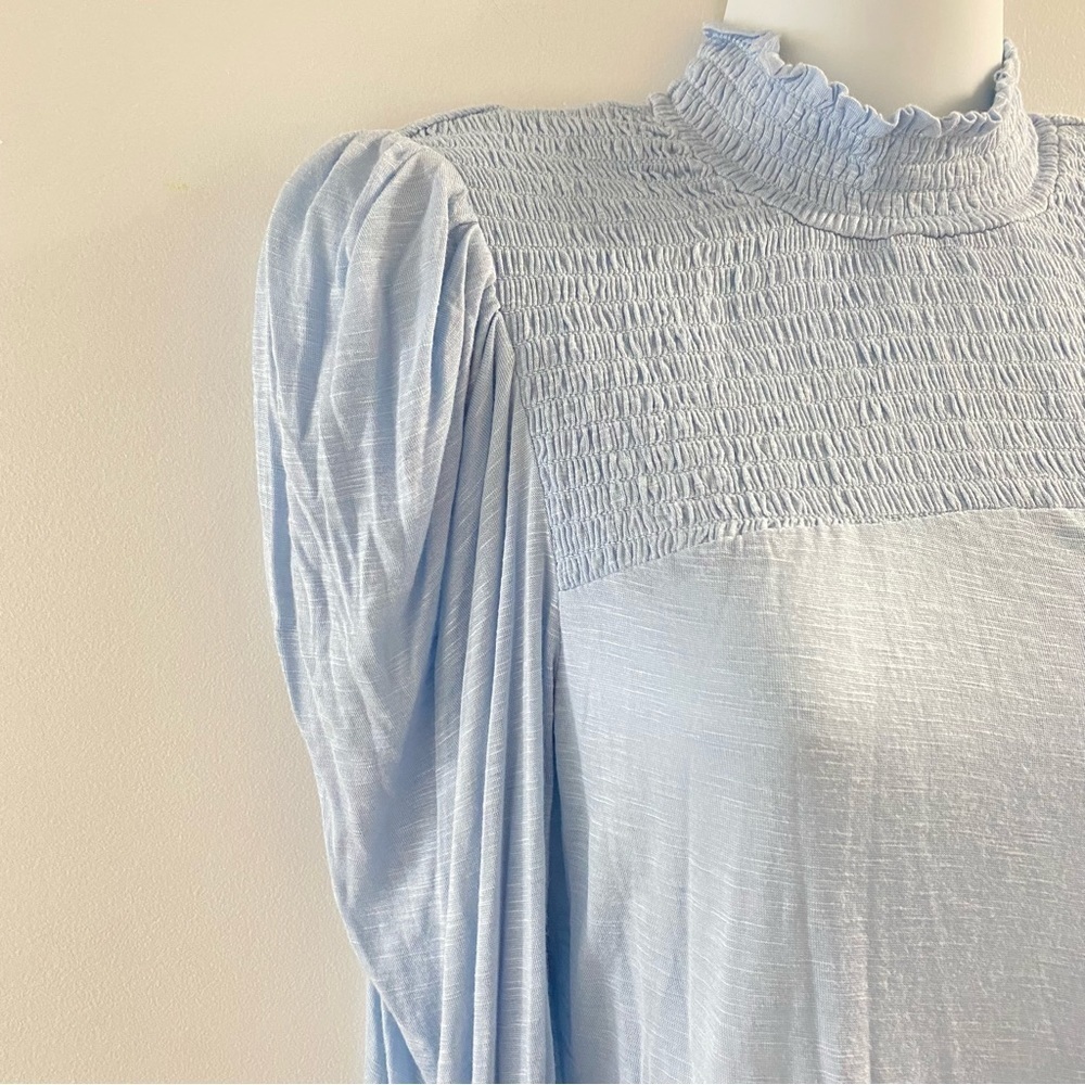 7 for all mankind blouse burnout smocked faux turtleneck - Picture 6 of 12